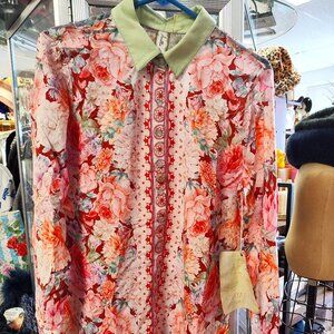 ARATTA FLORAL PINK  BLOUSE JEWELED COLLECTION